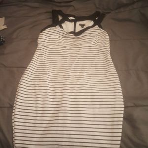 Torrid black white stripe bodycon dress